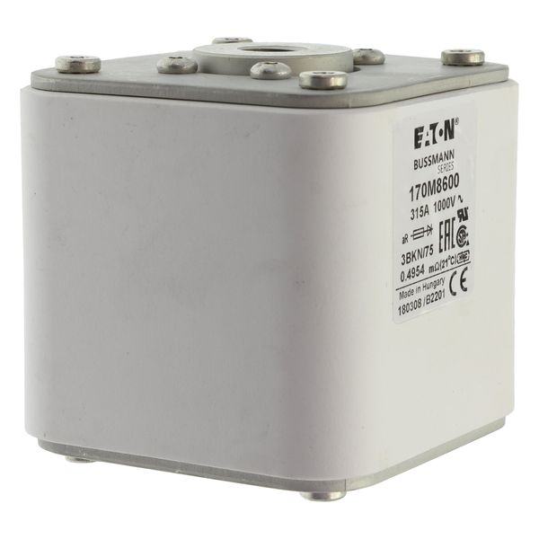 Fuse-link, high speed, 315 A, AC 1000 V, size 3, 74 x 92 x 76 mm, aR, IEC, UL, single indicator image 10