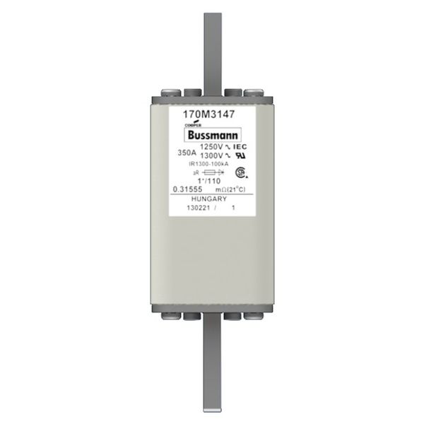 Fuse-link, high speed, 350 A, AC 1250 V, compact size 1, 45 x 45 x 138 mm, aR, DIN, IEC, single indicator image 1