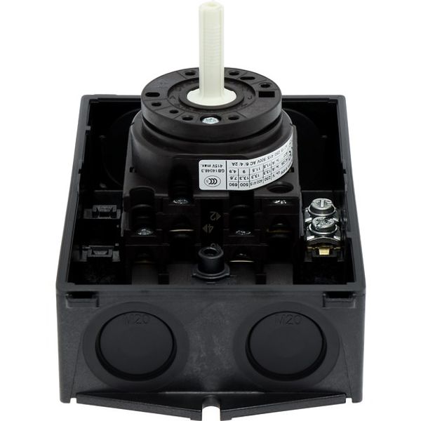 Main switch, T0, 20 A, surface mounting, 2 contact unit(s), 3 pole, 1 N/O, STOP function, With black rotary handle and locking ring, Lockable in the 0 image 5