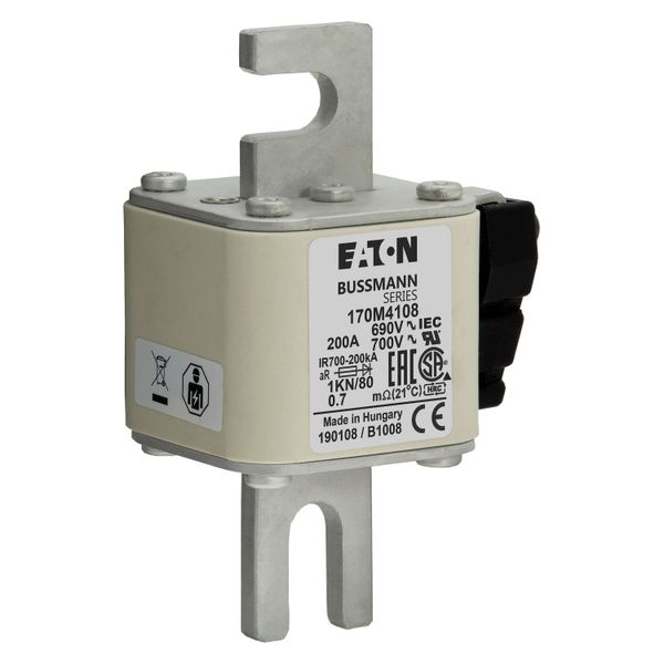 Fuse-link, high speed, 200 A, AC 690 V, DIN 1, 53 x 69 x 108 mm, aR, DIN, IEC, single indicator image 9