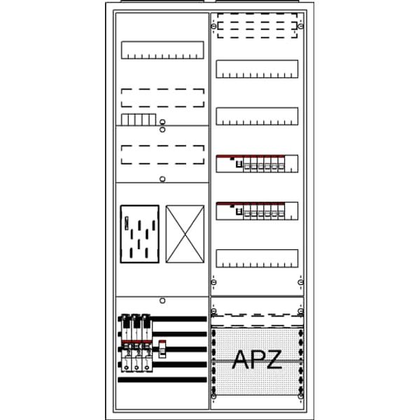 BA27CB6V Meter board, Field width: 2, Rows: 57, 1100 mm x 550 mm x 215 mm, Isolated (Class II), IP31 image 17