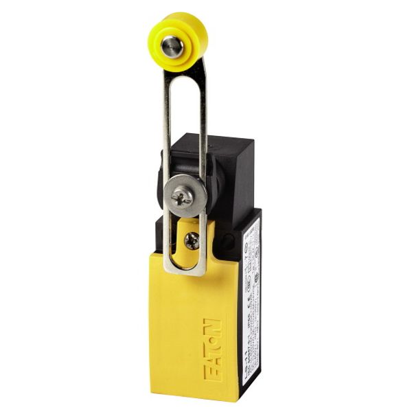 Safety position switch, LS(M)-…, Adjustable roller lever, Complete unit, 1 N/O, 1 NC, Snap-action contact - Yes, Yellow, Metal, Cage Clamp, -25 - +70 image 1