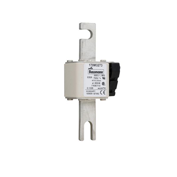 Fuse-link, high speed, 100 A, AC 690 V, compact size 1, 45 x 59 x 102 mm, aR, IEC, UL, visual indicator image 3