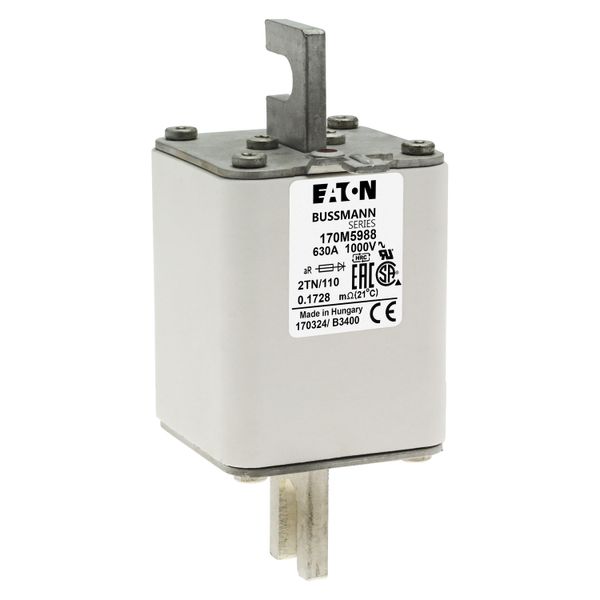 Fuse-link, high speed, 630 A, AC 1000 V, DIN 2, 59 x 75 x 138 mm, aR, DIN, IEC, single indicator image 10