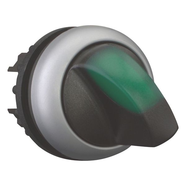 Illuminated selector switch actuator, RMQ-Titan, With thumb-grip, maintained, 2 positions (V position), green, Bezel: titanium image 6