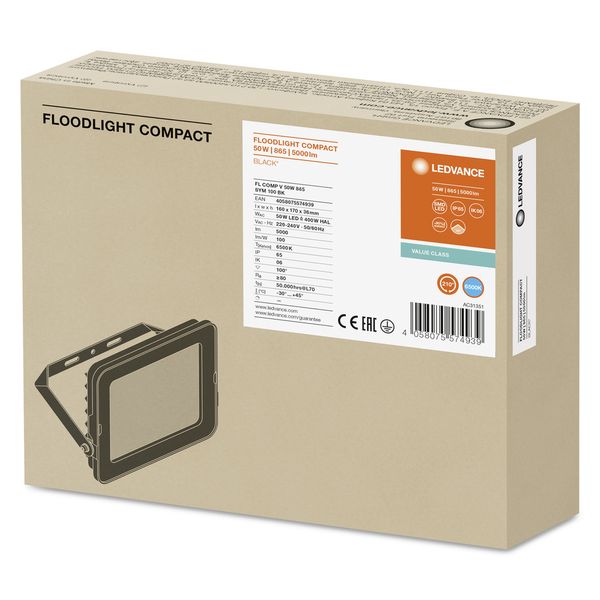 FLOODLIGHT COMPACT 50W 865 SYM 100 BK image 6