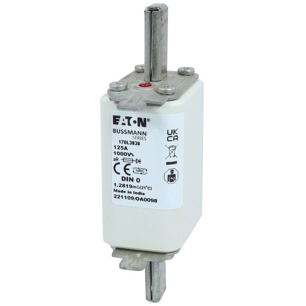 Fuse-link, high speed, 125 A, AC 1000 V, DIN 0, 35 x 60 x 125 mm, aR, DIN, IEC, single indicator image 25