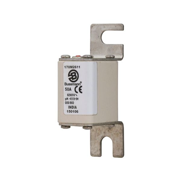 Fuse-link, high speed, 50 A, AC 690 V, DIN 00, 30 x 51 x 100 mm, gR, DIN, IEC, single indicator image 11