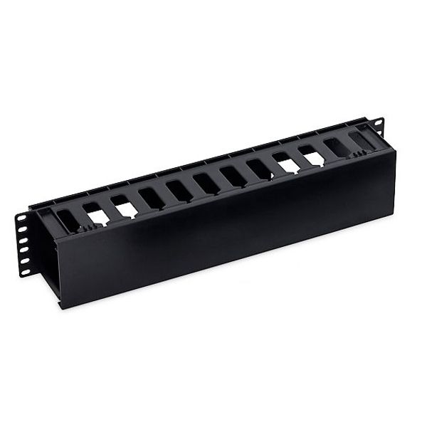 19" Cable management panel, 2U, plastic, black RAL9005 image 1