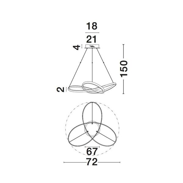 White Aluminium   & Acrylic   LED 53 Watt 230 Volt  4081Lm 3000K IP20  D: 72 H: 150 cm Adjustable height image 1