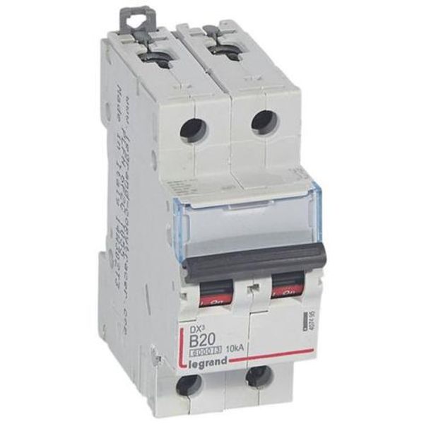 DX³6000 10kA high inlet and low outgoing screw circuit breaker 2P 230V~ to 400V~ - 20A - curve B - 2 modules image 1