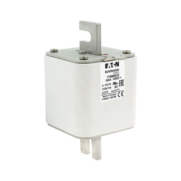 Fuse-link, high speed, 500 A, AC 1000 V, DIN 3, 74 x 90 x 139 mm, aR, DIN, IEC, single indicator image 11