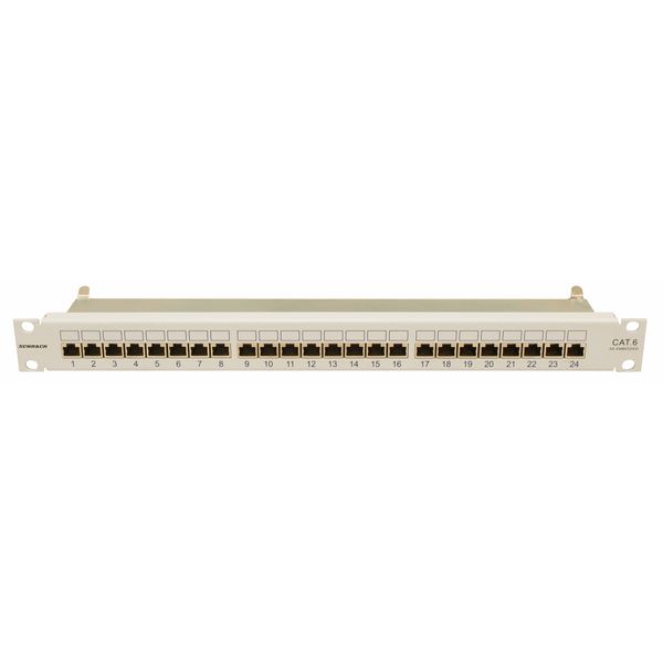 Patchpanel 19" 24xRJ45 shielded, Cat.6, 1U, RAL7035 image 1