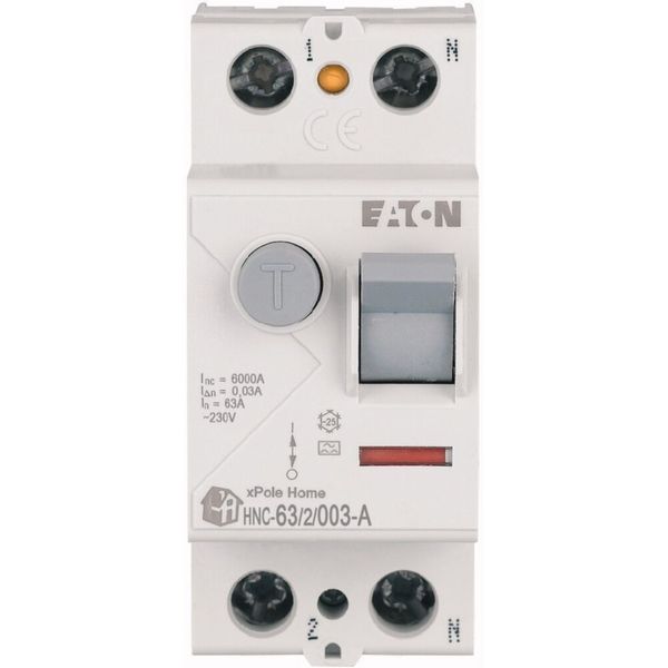 Residual current circuit breaker (RCCB), 63A, 2p, 30mA, type A image 1