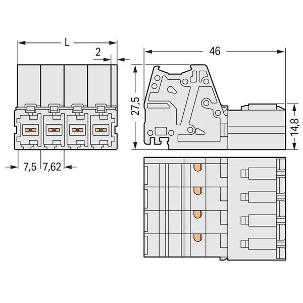 1-conductor male connector Push-in CAGE CLAMP® 10 mm² light gray image 4