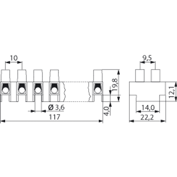 KB242.06 | Terminal strip 242.06SP-AK, 6-p, 4 mm², foot image 1