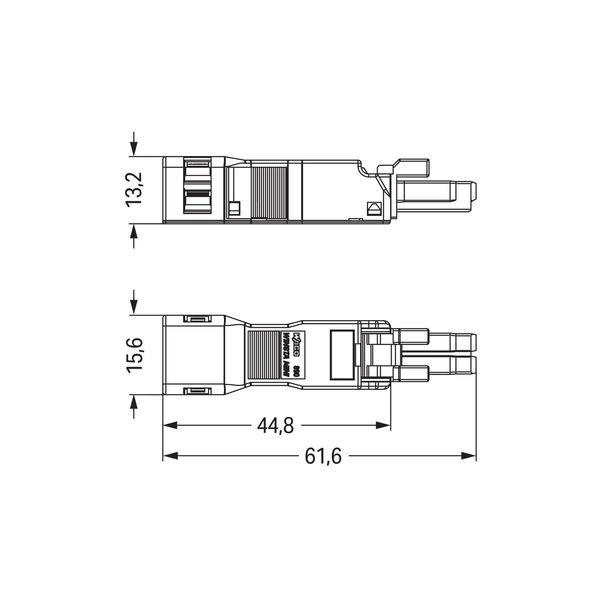 Socket with strain relief housing 2-pole black image 6