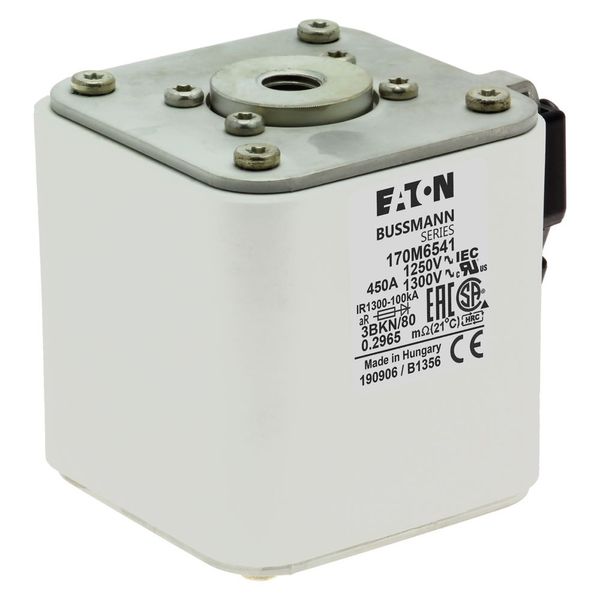 Fuse-link, high speed, 450 A, AC 1250 V, size 3, 76 x 92 x 83 mm, aR, IEC, UL, single indicator image 8