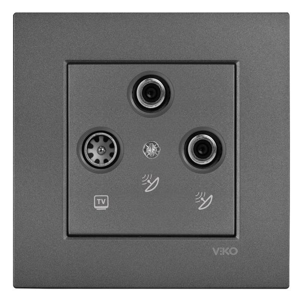 Novella-Trenda Dark Grey Two Gang Sat Socket (Sat-Sat-TV) image 1