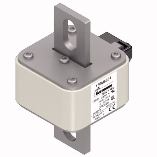 Fuse-link, high speed, 1000 A, AC 690 V, size 3, 76 x 92 x 135 mm, aR, IEC, UL, single indicator image 4