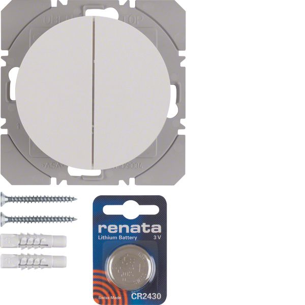 KNX radio wall-transmitter 2gang flat quicklink, R.1/R.3, p. white glo image 1