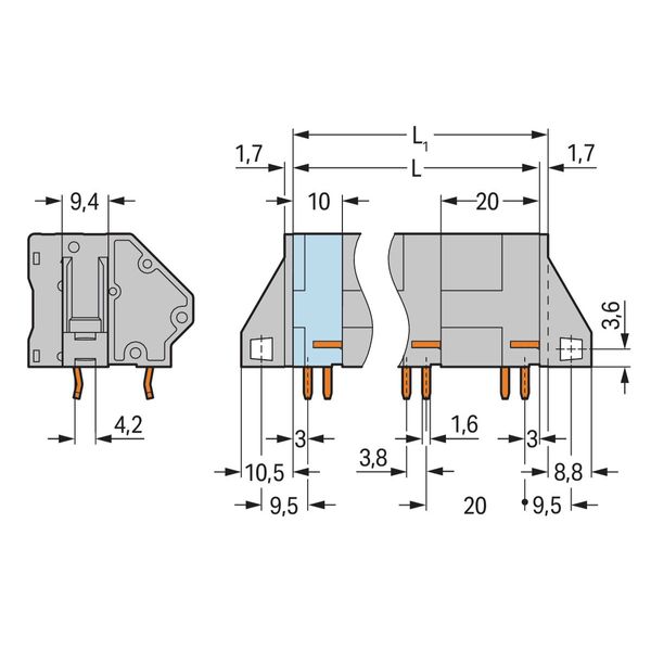 PCB terminal block 16 mm² Pin spacing 20 mm gray image 2