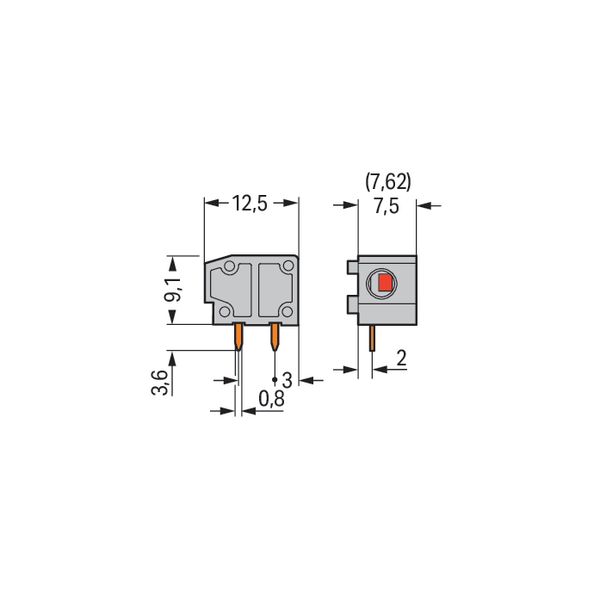 Stackable PCB terminal block 2.5 mm² Pin spacing 7.5/7.62 mm orange image 5