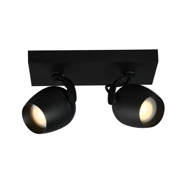 Lucide PRESTON - Ceiling spotlight Bathroom - 2xGU10 - IP44 - Black image 1