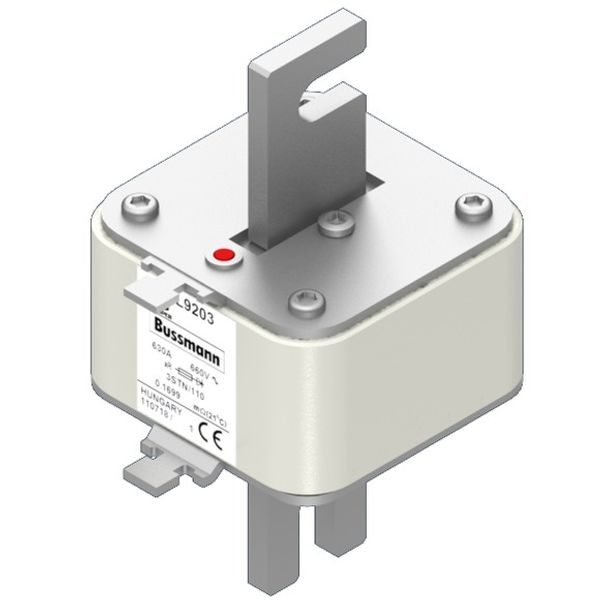 Fuse-link, high speed, 630 A, AC 2000 V, Size 3, 74 x 90 x 143 mm, aR, IEC, single indicator image 2