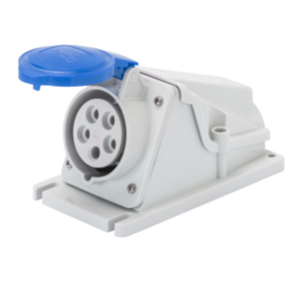 90° ANGLED SURFACE-MOUNTING SOCKET-OUTLET - IP44 - 2P+E 32A 200-250V 50/60HZ - BLUE - 6H - SCREW WIRING image 1