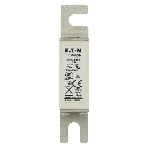 Fuse-link, high speed, 20 A, AC 690 V, DIN 000, 21 x 40 x 100 mm, gR, DIN, IEC, single indicator image 14