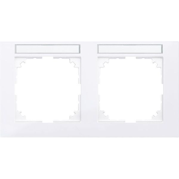 M-Pure frame, 2-fold with label holder, horizontal installation, active white, image 1