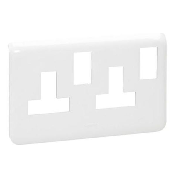 Dedicated plate for trunking Arteor - for 2-gang 13 A switched socket - white image 1