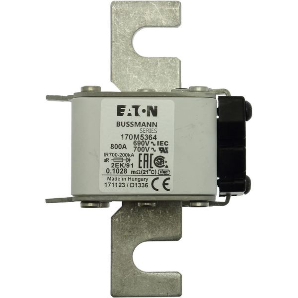 Fuse-link, high speed, 800 A, AC 690 V, size 2, 61 x 77 x 126 mm, aR, IEC, UL, single indicator image 21