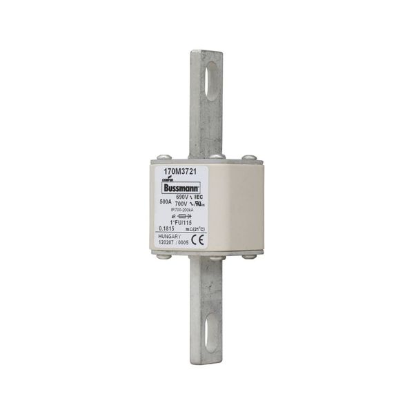 Fuse-link, high speed, 500 A, AC 690 V, compact size 1, 45 x 45 x 148 mm, aR, IEC, UL image 15