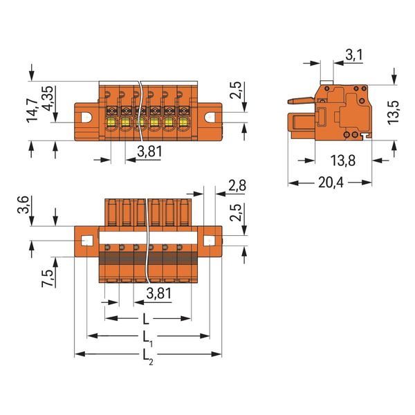 1-conductor female connector push-button Push-in CAGE CLAMP® orange image 4