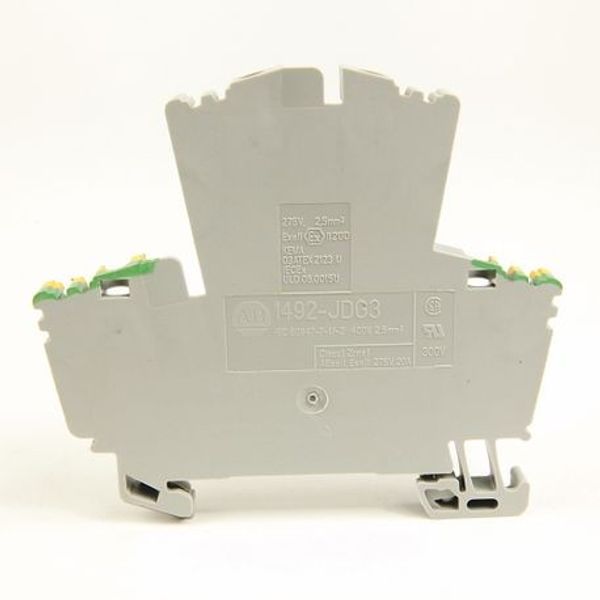 Allen-Bradley, 1492-J IEC Terminal Block, Three-Level Feed-Through Block, 4 mm (# 22 AWG - # 12 AWG) or 2.5 mm (# 26 AWG - # 12 AWG), Hinged-arm fuse circuit, Gray (Standard), 500V/600V AC/DC image 1