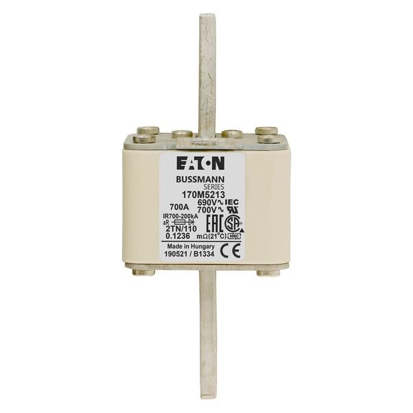 Fuse-link, high speed, 700 A, AC 690 V, DIN 2, 61 x 75 x 138 mm, aR, DIN, IEC, single indicator image 17