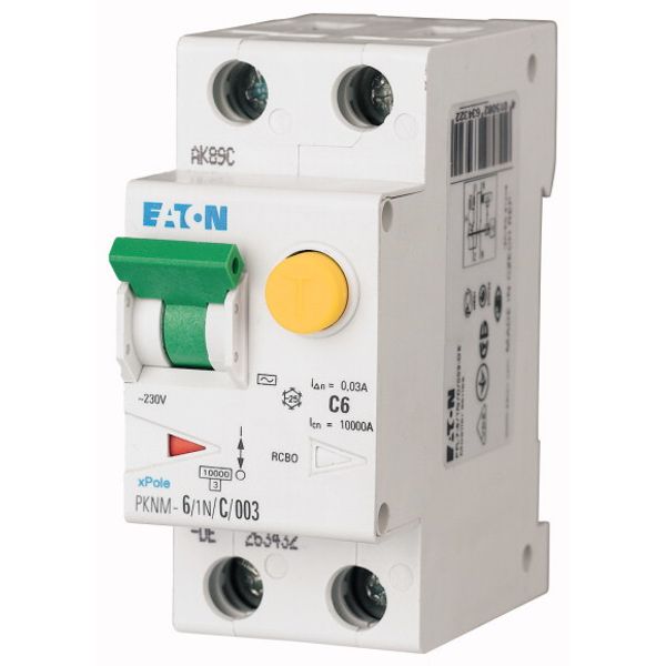 RCD/MCB combination, 6 A, 30 mA, MCB trip characteristic: B, 1p+N, RCD trip characteristic: A image 1