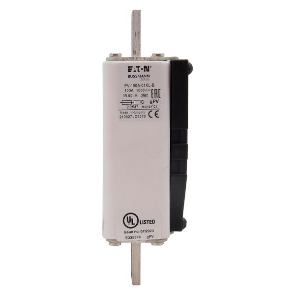 Fuse-link, high speed, 100 A, DC 1000 V, 01XL, gPV, UL, IEC, bolt-in image 21