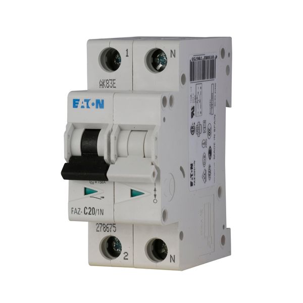 Miniature circuit breaker (MCB), 20 A, 1p+N, characteristic: C image 10