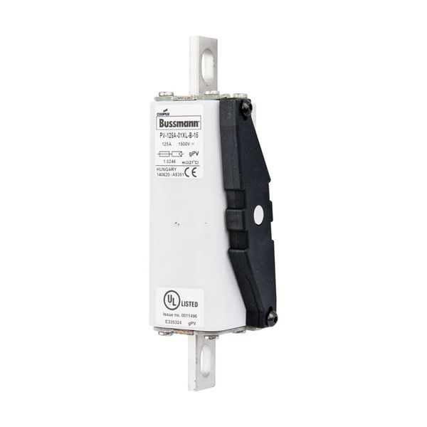 Fuse-link, high speed, 125 A, DC 1500 V, 01XL, 43 x 193 mm, gPV, IEC, UL, with indicator, bolted image 1