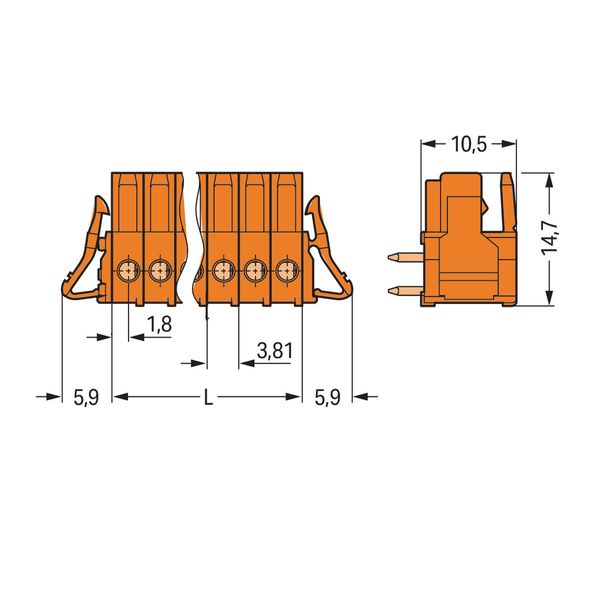 THT female header angled Pin spacing 3.81 mm orange image 3