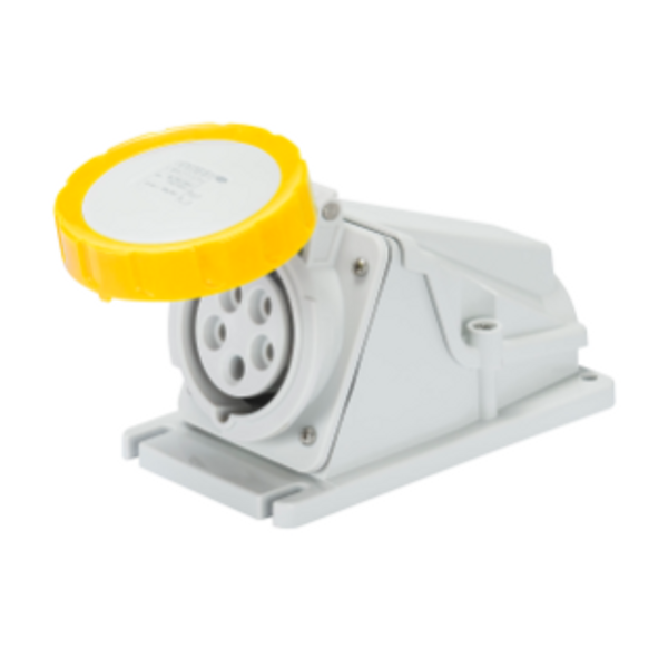 90° ANGLED SURFACE-MOUNTING SOCKET-OUTLET - IP67 - 3P+E 16A 100-130V 50/60HZ - YELLOW - 4H - SCREW WIRING image 1
