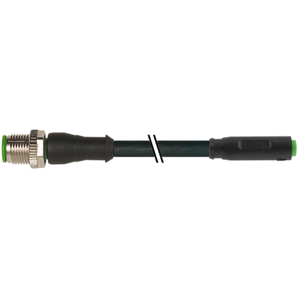 M12 male 0° / M8 female 0° snap-in PUR 4x0.25 bk UL/CSA+drag chain 1m image 1