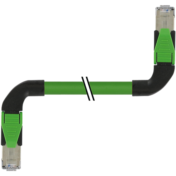 RJ45 90° left/RJ45 90° left PVC 1x4xAWG22 shielded gn+dragch 1m image 1