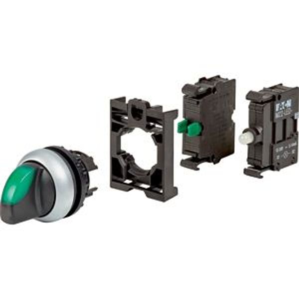 Illuminated selector switch actuator, RMQ-Titan, maintained, 2 positions, 1 NO, green, Blister pack for hanging image 2