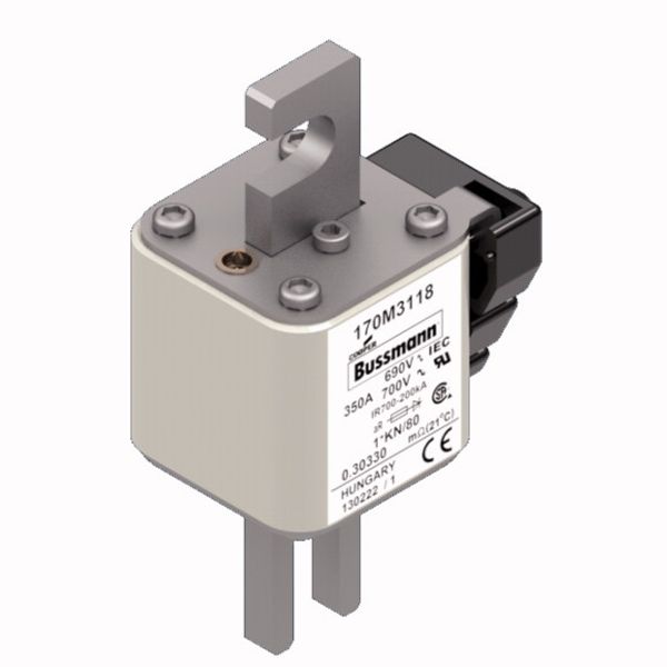 Fuse-link, high speed, 350 A, AC 690 V, compact DIN 1, 45 x 59 x 104 mm, aR, DIN, IEC, single indicator image 4