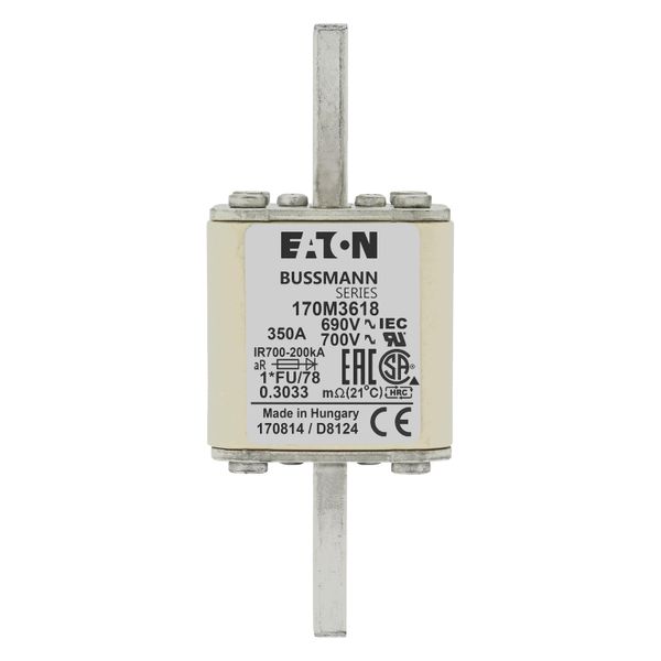 Fuse-link, high speed, 350 A, AC 690 V, compact size 1, 45 x 45 x 110 mm, aR, IEC, UL image 7