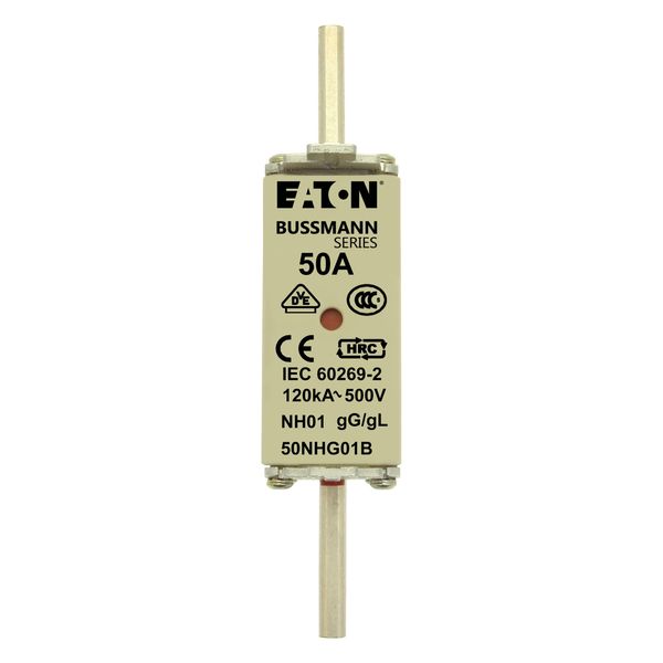 Fuse-link, LV, 50 A, AC 500 V, NH01, gL/gG, IEC, dual indicator, live gripping lugs image 9